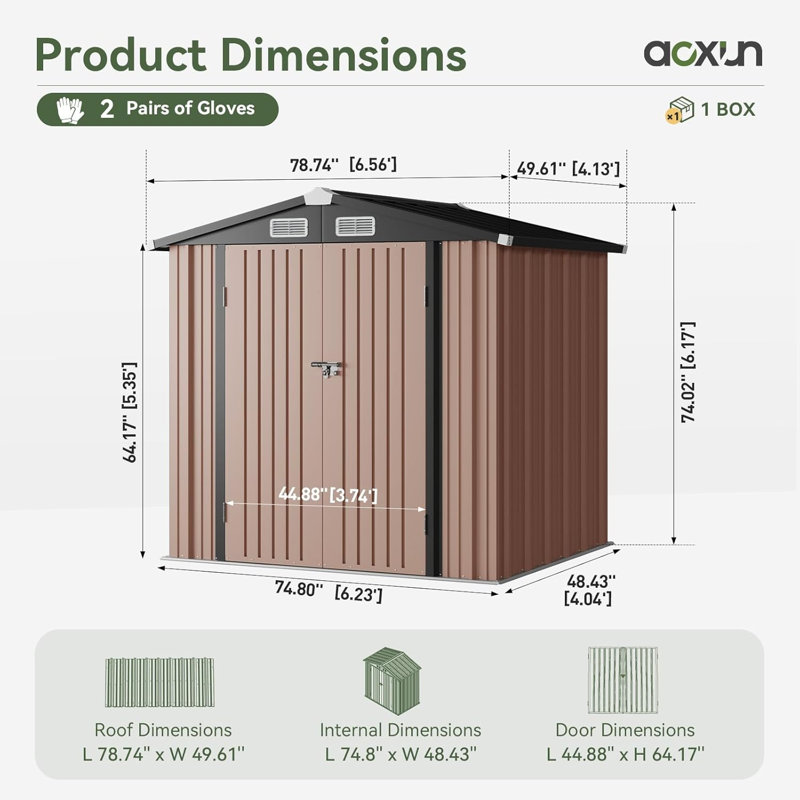 Aoxun Door Lock 6 ft. W x 3 ft. 5 in. D Metal Traditional Storage